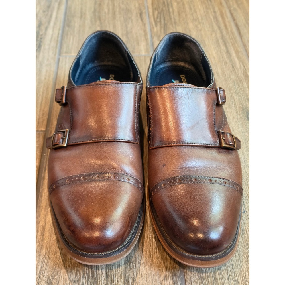 Dockers Men Brown Leather Double Monk Strap Cap Toe Dress Shoes 10M 90-21765